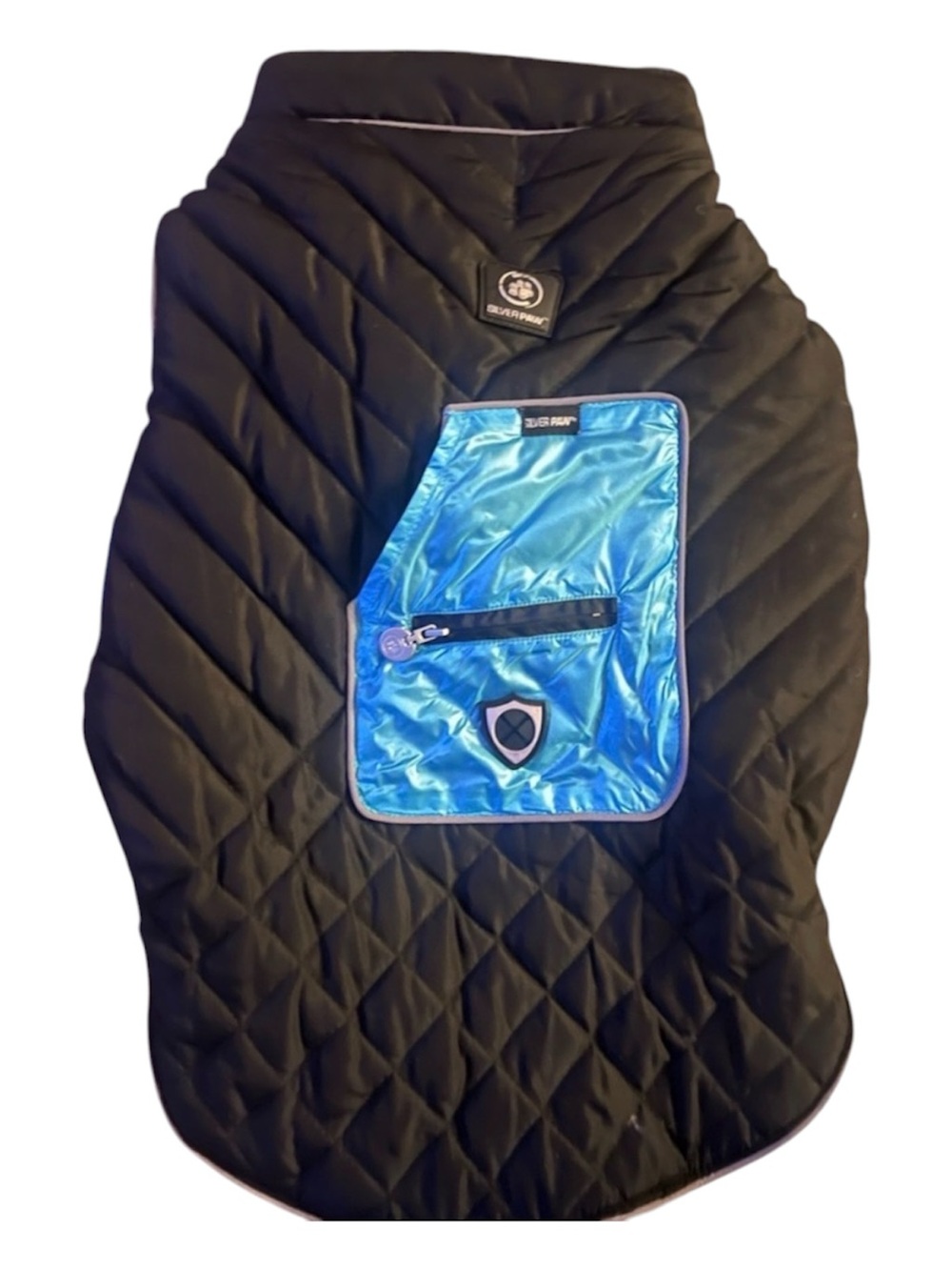 Silver Paw quilted dog puffer vest XL blue zippered pocket